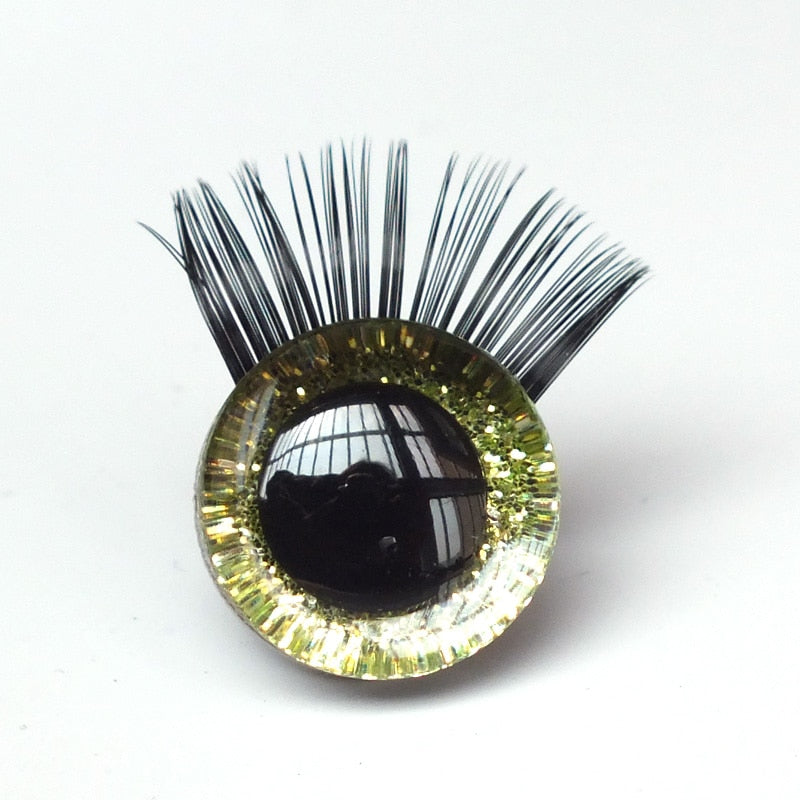 New 20pcs/lot 12-30mm Glitter Toy Eyes With Eyelash With Hard Washer For DIY Amigurumi Doll eyes toy accessories safe eyes