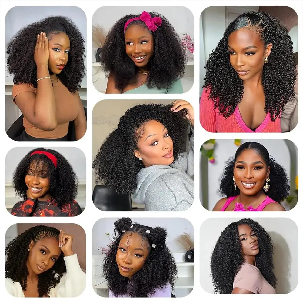 Kinky Curly Flip Over Human Hair Wig Half Wigs 250 Density 3 In 1 Seamless Beginner Friendly Glueless Wear and Go Curly Wig