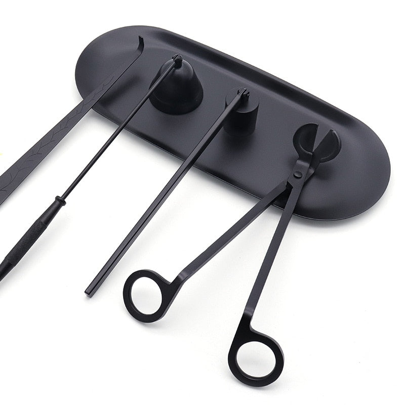 5 Styles Black Candle Extinguishers Scented Candle Trays, Scissors, Hook Accessories Wick Trimmer Candle Extinguishing Tools