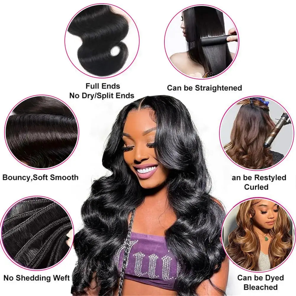 Human Hair Bundles 22 24 26 Inch Body Wave Bundles Human Hair 100% Unprocessed Brazilian Virgin Hair Quick Weave Extensions