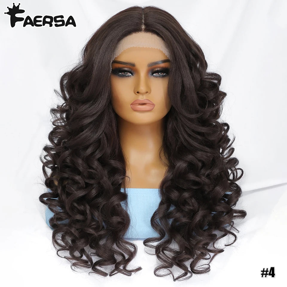Black Brown Curly Wig Synthetic Lace Front Wigs For Women Blonde Orange Female Lace Wig 13X4X1 Cosplay Hair Daily Use