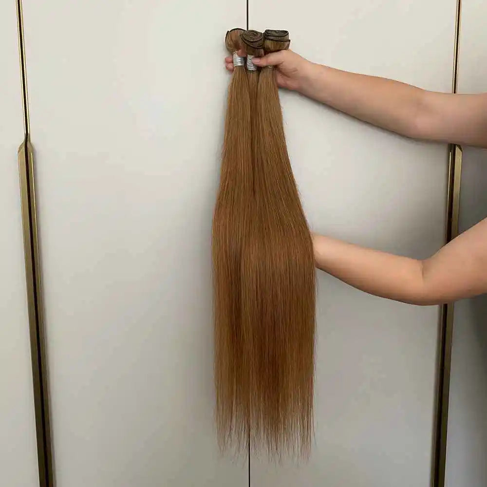 #27 Straight Human Hair Bundles 3 Bundles 8-30 Inch 100g/Bundle Brazilian Virgin Honey Blonde Hair Extensions Weave Gold Hair