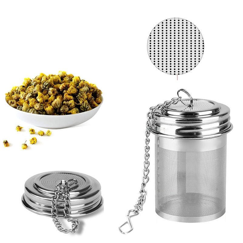 1PC Cylindrical Stainless Steel Tea Infuser Strainer Leaf Spice Herbal Teapot Reusable Mesh Filter Home Kitchen Accessories - DunbiBeauty, LLC