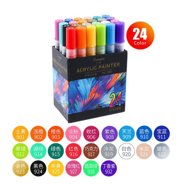 36 Colors Acrylic Marker Pens - DunbiBeauty, LLC