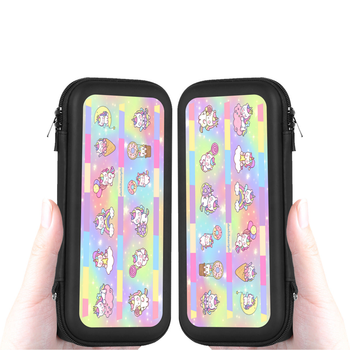 Nintendo Switch Storage Bag (Double-Sided Printing)|Eva Material -Kawaii Unicorn, Pastel Rainbow, Clouds, Pink, Purple, Blue, Yellow, Sleepy Unicorn, Hungry Unicorn, Moon, Candy, Donuts, Ice Cream (Designed by Dunbi)