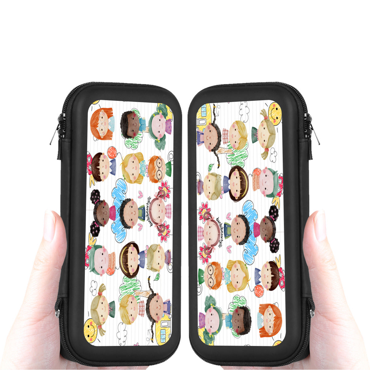 Nintendo Switch Storage Bag (Double-Sided Printing)|Eva Material - Kids, Notebook, Rocket, Sun, Smiley, School Bus, Tree, Flowers, Hearts, Clouds, Nature, Children, Boys, Girls, Friendship (Designed by Dunbi)