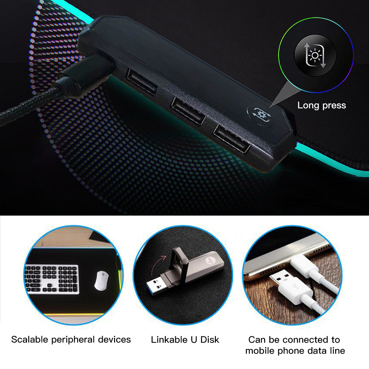 Multi-Interface Lighted Mouse Pad|Rubber - Graffiti, Paint, Art, Spray Painting, Don't Give Up, Inspirational, Motivational (Designed by Dunbi)