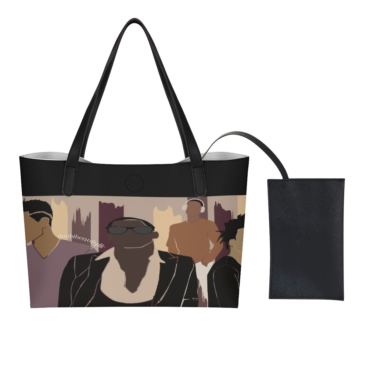 Shopping Tote Bag With Black Mini Purse Black Men, Music, Sophistication, Style, Youth, (Designed by Dunbi)