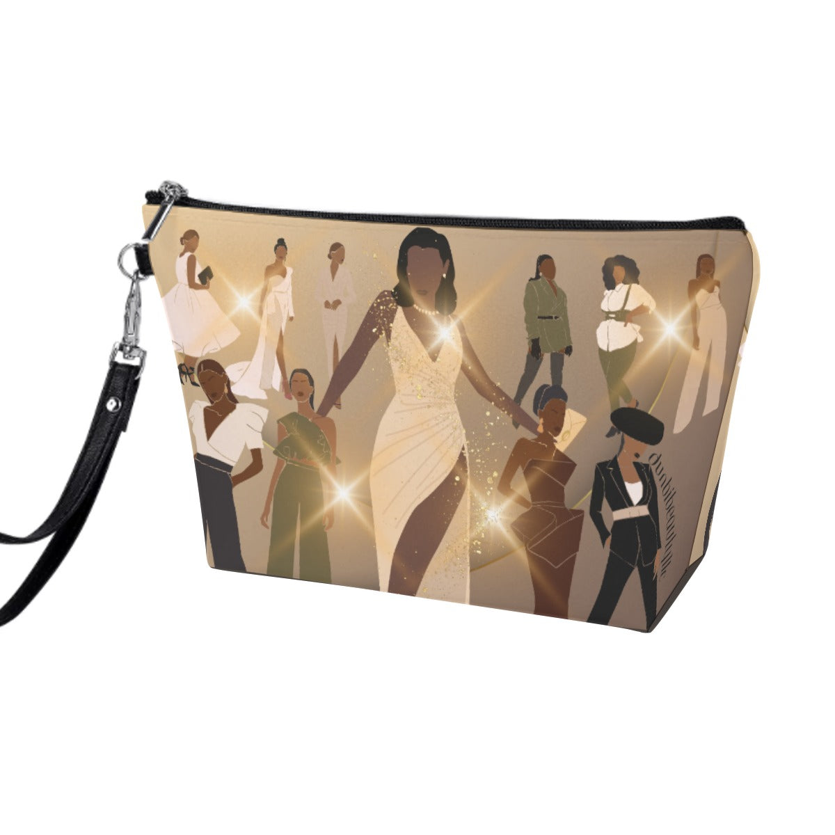 Cosmetic Bag With Black Handle Black Women in Fashion, Style, Trendsetter, Beauty, Edge, Grace, Elegance, Confidence, Glowing, (Designed by Dunbi)