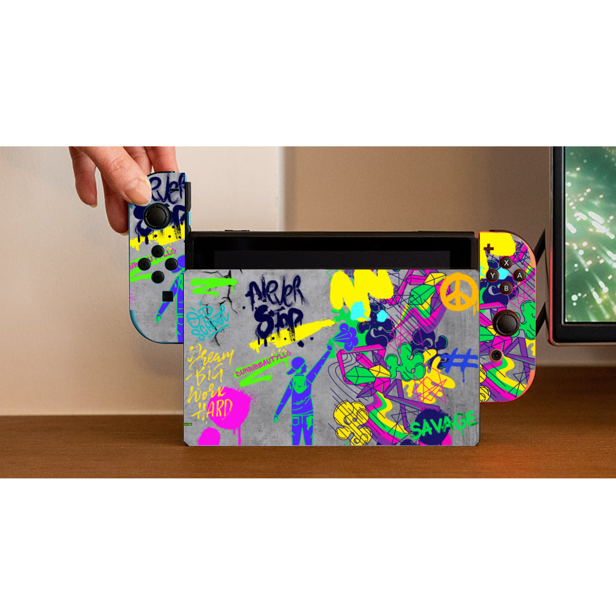 Nintendo Switch Game Console Stickers |PVC - Graffiti, Paint, Art, Spray Painting, Don't Give Up, Inspirational, Motivational (Designed by Dunbi)