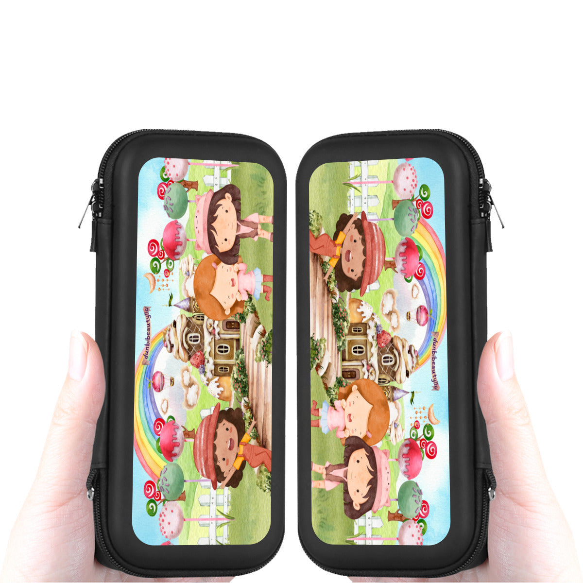 Nintendo Switch Storage Bag (Double-Sided Printing)|Eva Material - Watercolor, Candy, Pastel, Lollypops, Chocolate, Treats, Dessert, Girls, Friends, Rainbow, Candy Shop, Hot Air Balloon, Cake Pops, Chocolate Clouds (Designed by Dunbi)