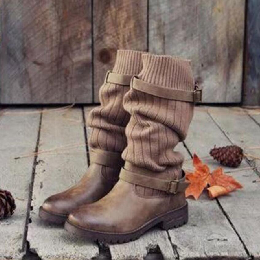 Cross-border New Women's Trendy Belt Buckle Boots British Retro Martin Boots Fashion Large Size High-top Women's Boots - DunbiBeauty, LLC