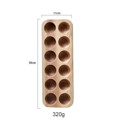 Japanese style Wooden Double Row Egg Storage Box Home Organizer Rack Eggs Refrigerator Holder Kitchen Fresh Keeping Accessories - DunbiBeauty, LLC