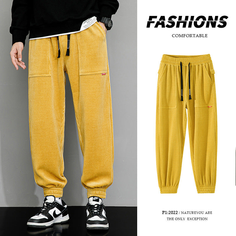 Men's Plus-sized Plus-sized Autumn Fashion Brand Loose Wide Leg Corduroy Men's Sports Casual Pants