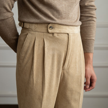 Vintage Men's Fashion Corduroy High-waisted Pants