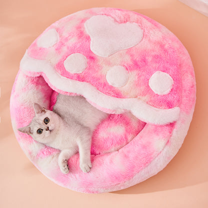 Enclosed Cat Bed For Pets To Sleep Warm In Winter