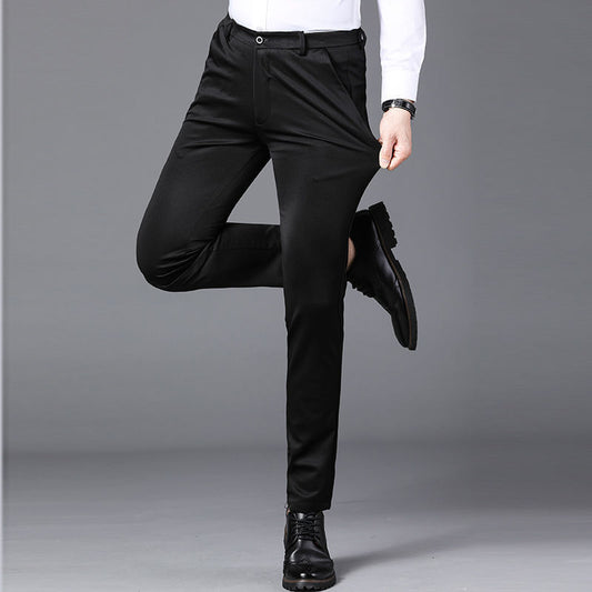 Suit Pants Middle-aged High Elastic Casual Pants Men's Trousers Men Loose Straight Trousers