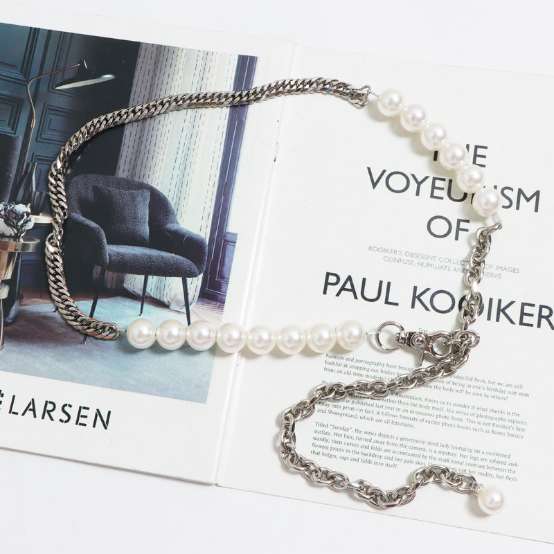 Adjustable Length Silver Color Pearl Lock Waist Chain Women