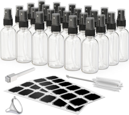 Nevlers 24PK Clear Small Spray Bottle 2 Oz Set |Versatile Ultra Fine Mist Spray Bottles | Mini Spray Bottle | Face Spray Bottle, Glass Spray Bottle for Hair, Essential Oil Spray Bottle Spritzer
