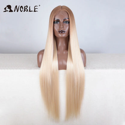 Noble Cosplay Wigs For Black Women Straight Synthetic Lace WIg 38 Inch Ombre Blonde Lace Wig Cosplay Blonde Synthetic Lace Wig
