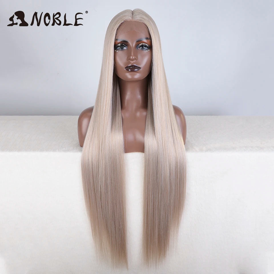 Noble Cosplay Wigs For Black Women Straight Synthetic Lace WIg 38 Inch Ombre Blonde Lace Wig Cosplay Blonde Synthetic Lace Wig