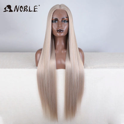 Noble Cosplay Wigs For Black Women Straight Synthetic Lace WIg 38 Inch Ombre Blonde Lace Wig Cosplay Blonde Synthetic Lace Wig