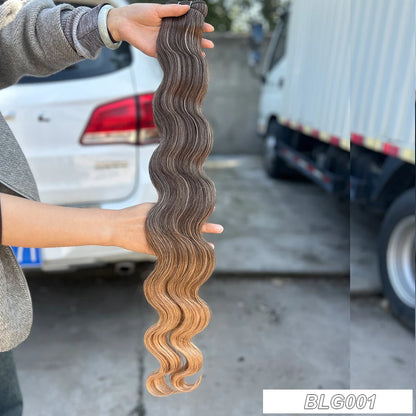 30Inches Ombre Blond T1B/27# 200g Body Wave Brown M816 Piano 27/613 Sliver White 60# Synthetic Hair Weave Bundles Heat Resistant