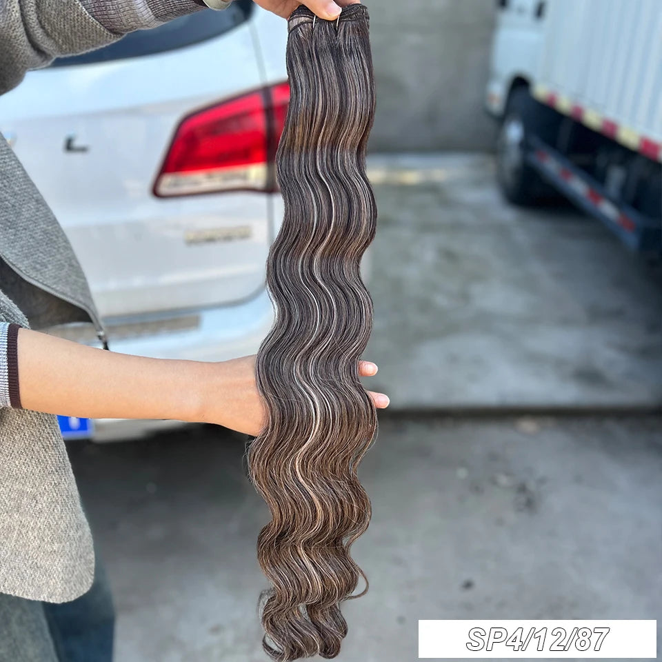 30Inches Ombre Blond T1B/27# 200g Body Wave Brown M816 Piano 27/613 Sliver White 60# Synthetic Hair Weave Bundles Heat Resistant