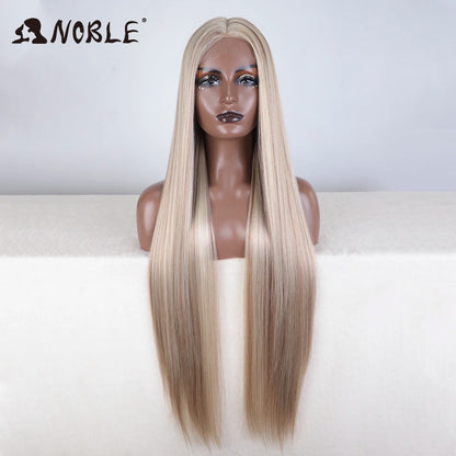 Noble Cosplay Wigs For Black Women Straight Synthetic Lace WIg 38 Inch Ombre Blonde Lace Wig Cosplay Blonde Synthetic Lace Wig