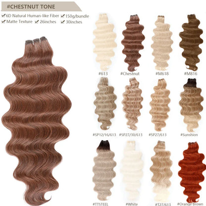 30Inches Ombre Blond T1B/27# 200g Body Wave Brown M816 Piano 27/613 Sliver White 60# Synthetic Hair Weave Bundles Heat Resistant