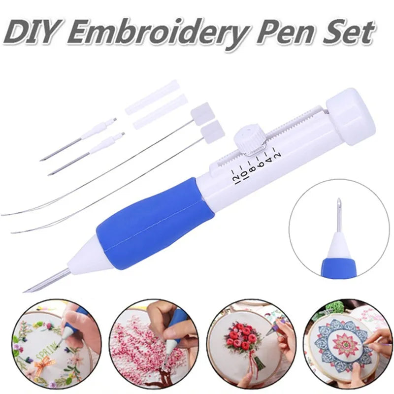 Embroidery Punch Needle Kit Stitching Tool Set Magic Embroidery Needle Pen Weaving Tool Knitting Sewing Tools for DIY Sewing