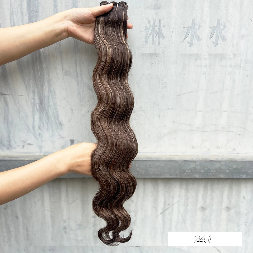 30Inches Ombre Blond T1B/27# 200g Body Wave Brown M816 Piano 27/613 Sliver White 60# Synthetic Hair Weave Bundles Heat Resistant