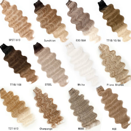 30Inches Ombre Blond T1B/27# 200g Body Wave Brown M816 Piano 27/613 Sliver White 60# Synthetic Hair Weave Bundles Heat Resistant