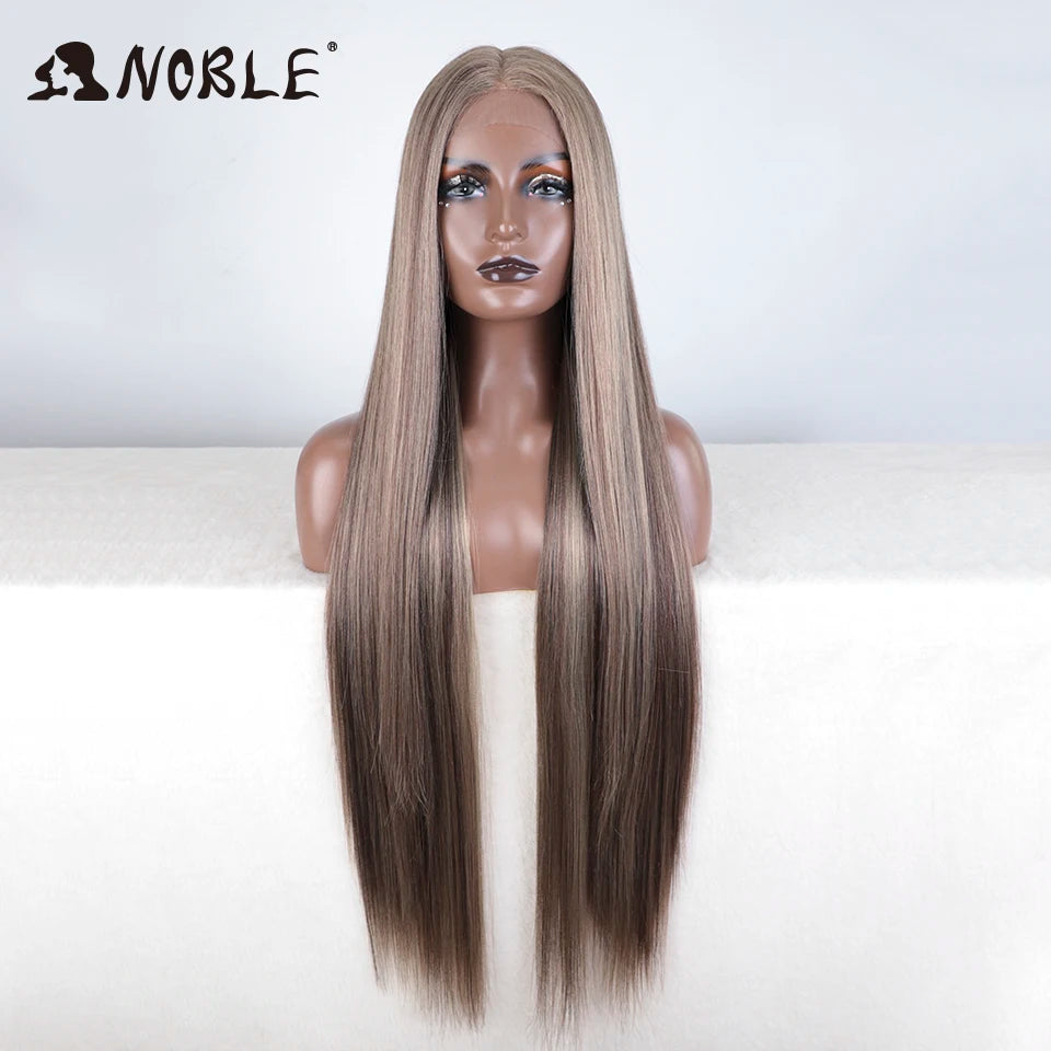Noble Cosplay Wigs For Black Women Straight Synthetic Lace WIg 38 Inch Ombre Blonde Lace Wig Cosplay Blonde Synthetic Lace Wig