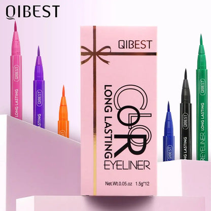 QIBEST Colored Liquid Eyeliner Pen Easy To Wear Long-lasting Cat Eye Makeup 12 Color Waterproof Eye liner Pencil Cosmetic Makeup