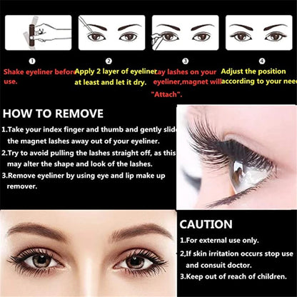 3/5 pairs of magnetic eyelashes natural lashes Handmade 3D lashes makeup eyeliner Reusable makeup set magnetic pen for eyelashes