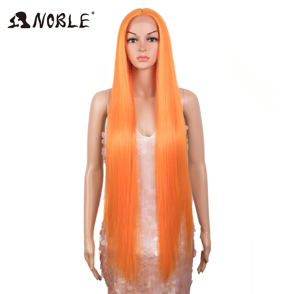 Noble Cosplay Wigs For Black Women Straight Synthetic Lace WIg 38 Inch Ombre Blonde Lace Wig Cosplay Blonde Synthetic Lace Wig