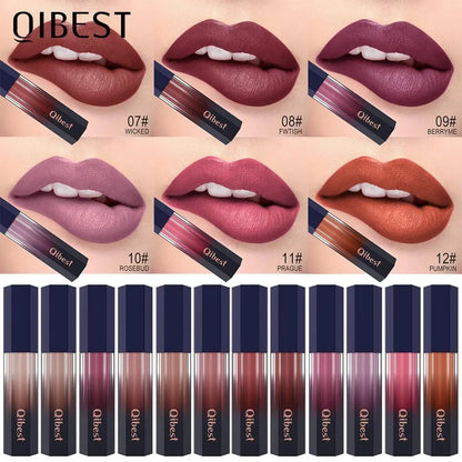 QIBEST Lip Gloss Makeup Moisturizer Waterproof 12 Colors Makeup Lipstick Long Lasting Liquid Lipstick Lip Tint Cosmetics TLSM2