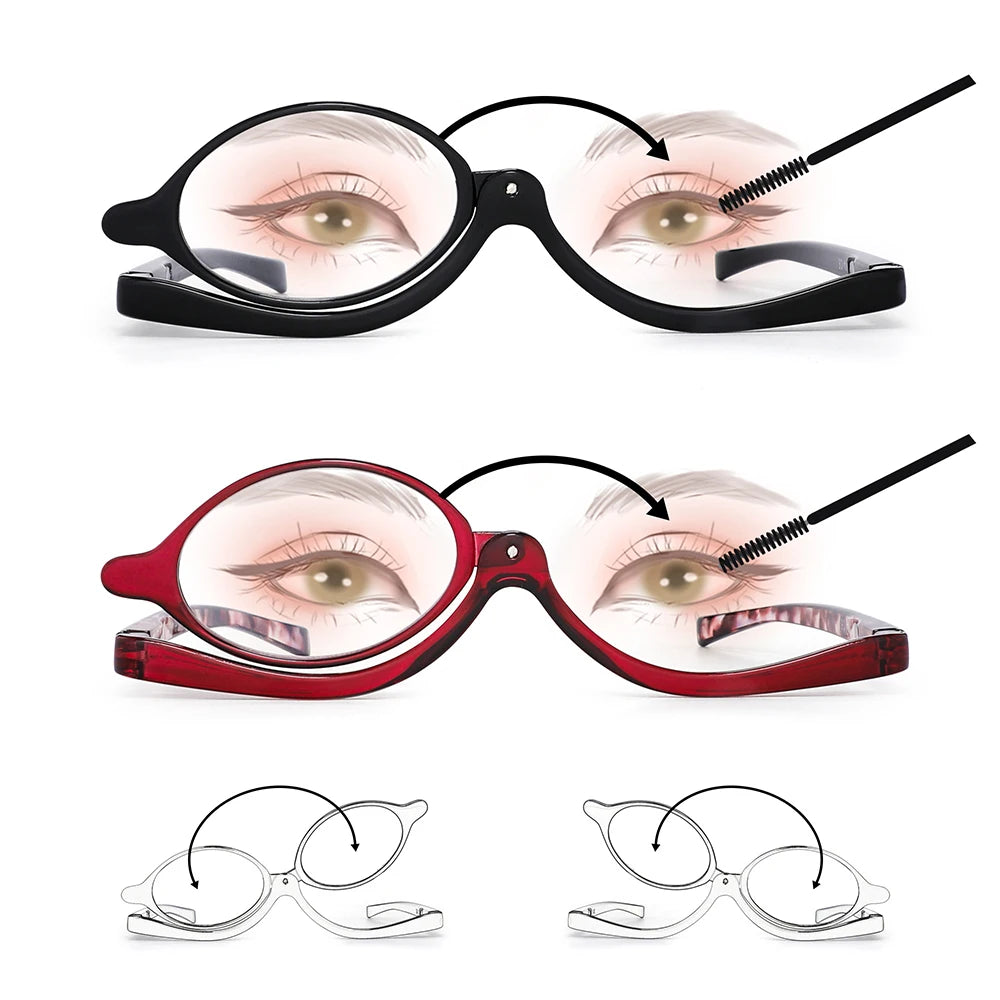 JM 2pcs/set Makeup Reading Glasses Magnifying Flip Down Cosmetic Readers for Women