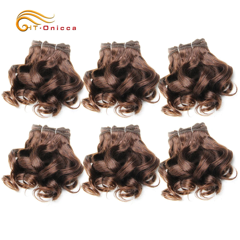 Curly Human Hair Bundles 100% Human Hair Bundles Brazilian Hair Weave Bundles 6 Pcs/Lot Color 1B/2/4/30/33/99J Curly Hair