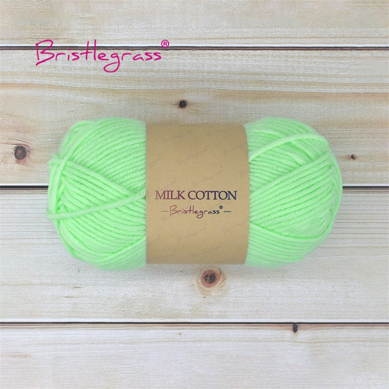 BRISTLEGRASS Acrylic Crochet Wool Yarn 50g Pom-poms Milk Cotton Hand Knitting Threads Baby Sweater Scarf Fabric Needlework Craft