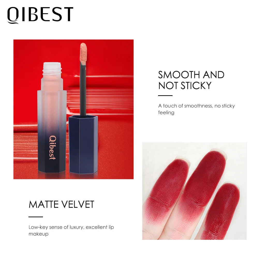 QIBEST Matte Lip Gloss Lips Makeup Moisturizer Lipstick Long Lasting Liquid Lipstick Lip Tint Cosmetics Lipgloss Lightweight