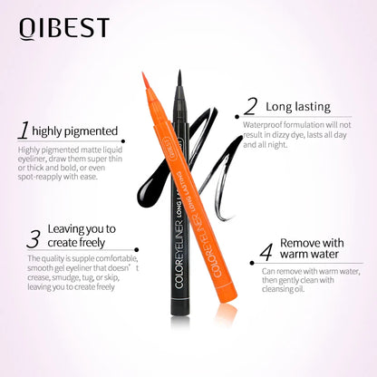QIBEST Colored Liquid Eyeliner Pen Easy To Wear Long-lasting Cat Eye Makeup 12 Color Waterproof Eye liner Pencil Cosmetic Makeup
