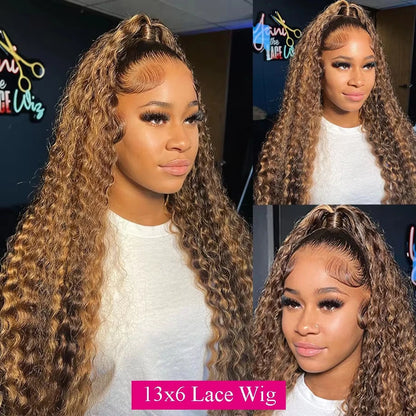 Highlight Wig Human Hair Colored Curly Wigs 13X4 13X6 Hd Lace Frontal Wig Brazilian 4/27 Deep Wave Lace Front Wigs For Women