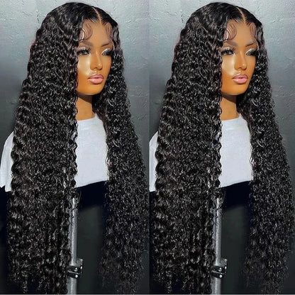Deep Wave Human Hair Wigs 13X6 Hd Lace Frontal Wig Water Wave Lace Front Wigs Curly Brazilian Wigs 200 Density 40 Inch For Women