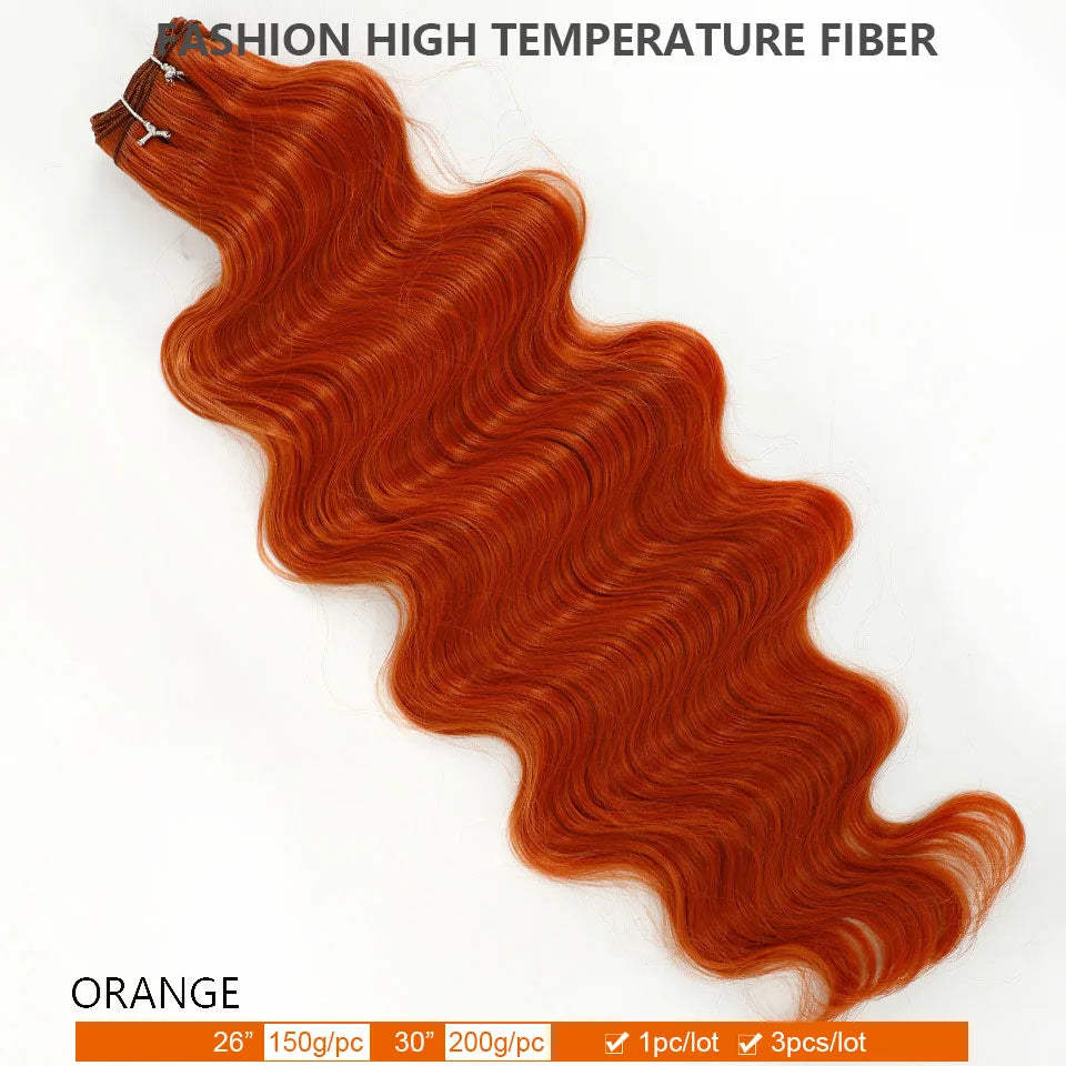 30Inches Ombre Blond T1B/27# 200g Body Wave Brown M816 Piano 27/613 Sliver White 60# Synthetic Hair Weave Bundles Heat Resistant