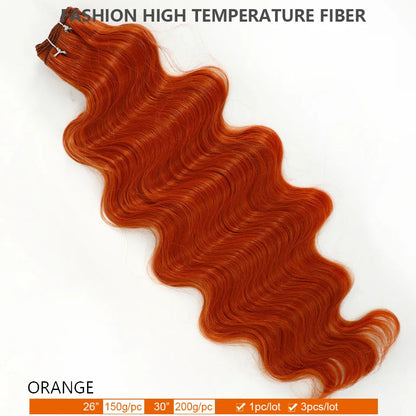 30Inches Ombre Blond T1B/27# 200g Body Wave Brown M816 Piano 27/613 Sliver White 60# Synthetic Hair Weave Bundles Heat Resistant