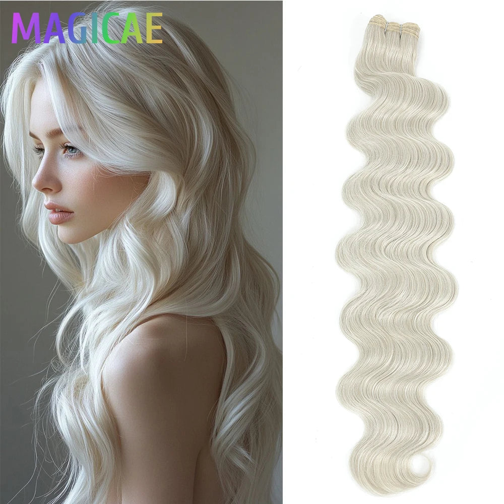 30Inches Ombre Blond T1B/27# 200g Body Wave Brown M816 Piano 27/613 Sliver White 60# Synthetic Hair Weave Bundles Heat Resistant