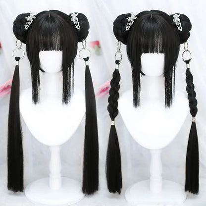 Long Wavy Wave Ombre Black Brown Purple Cosplay Wigs Heat Resistant Synthetic Wigs Middle Part Natural Lolita Wigs For Women