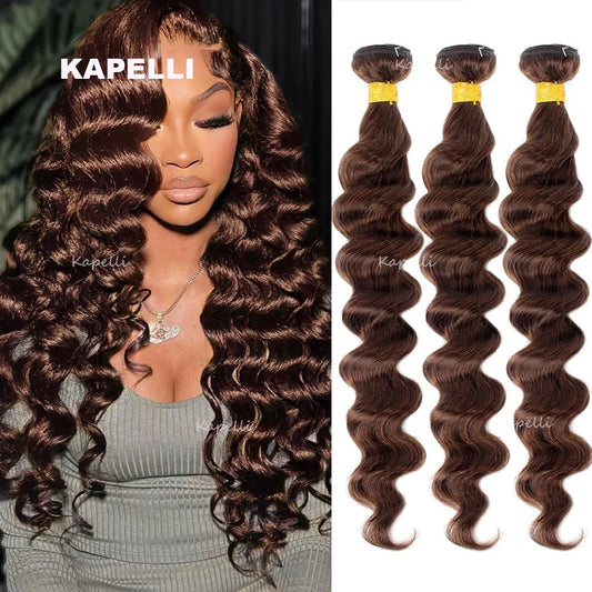 Brown Bundles Human Hair Loose Wave Human Hair 1/3/4 Bundles 100% Unprocessed Brazilian Virgin Hair Loose Deep Hair Extensions